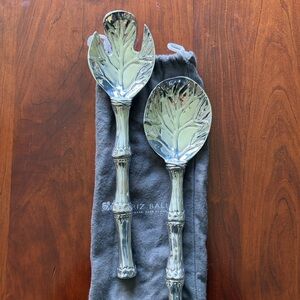 Beatriz Ball Silver Leaf Salad Serving Set
